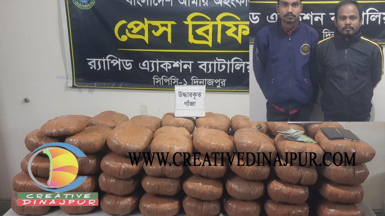 বিরামপুরে র&zwnj;্যাবের অভিযানে ১৩১ কেজি গাঁজাসহ ২ জন আটক