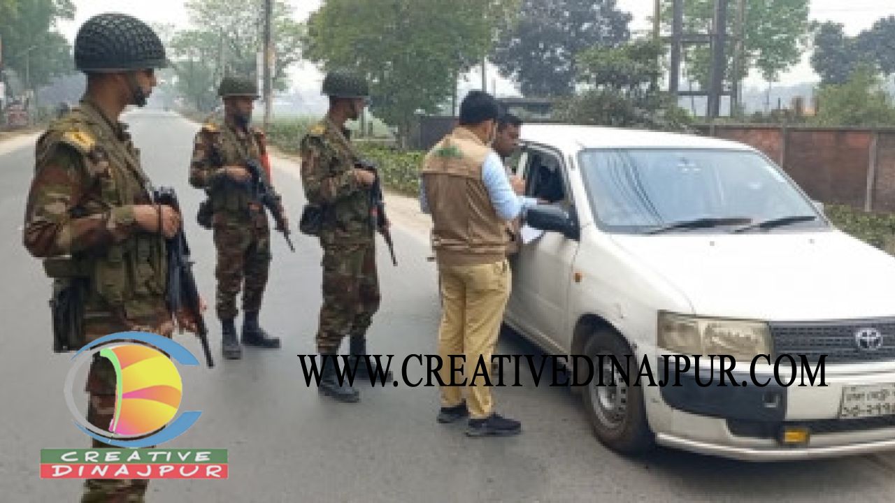 সড়কে শৃঙ্খলা ফেরাতে পঞ্চগড়ে যৌথবাহিনীর অভিযান 