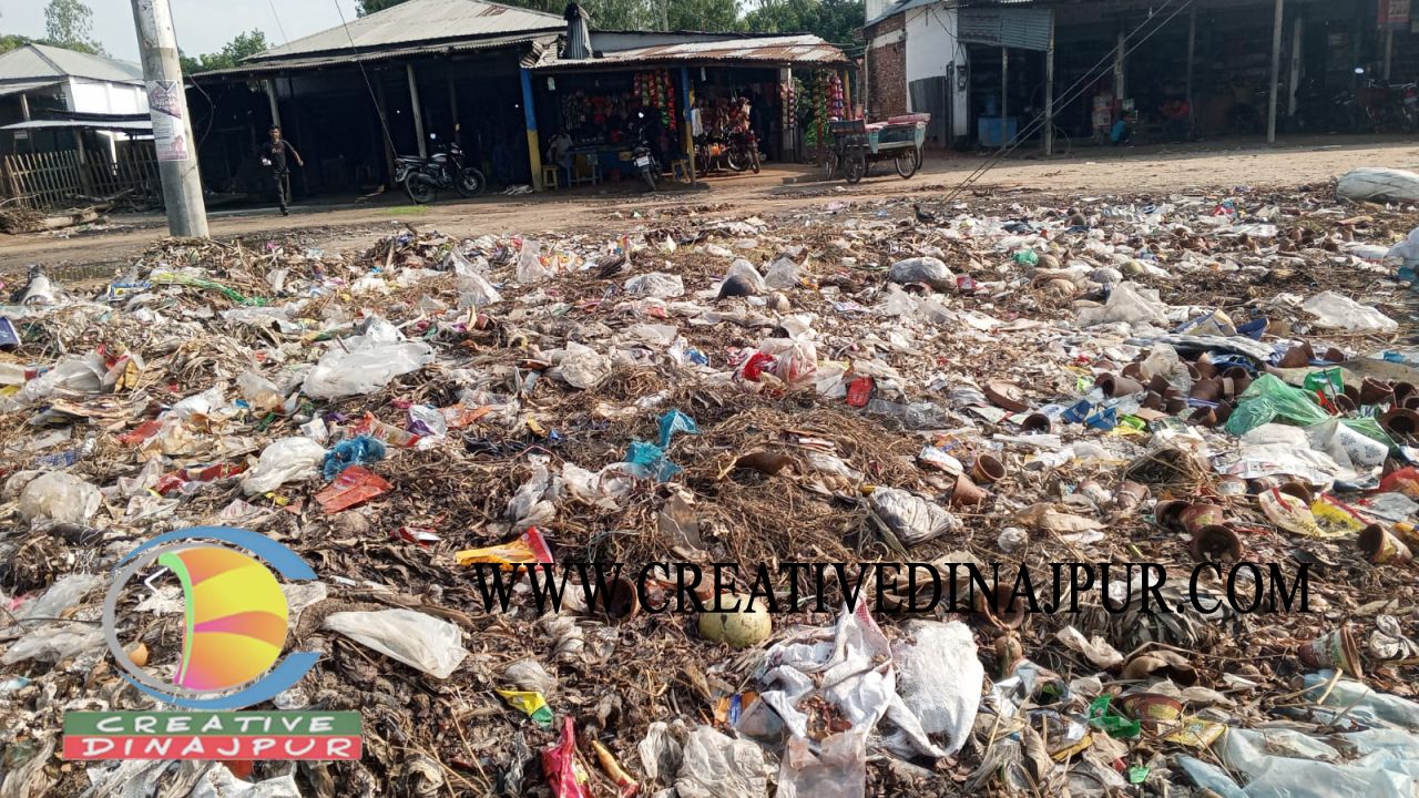 ময়লার ভাগারের দুর্গন্ধে নাকাল ঘোড়াঘাট পৌর এলাকার শতাধিক ব্যবসায়ী